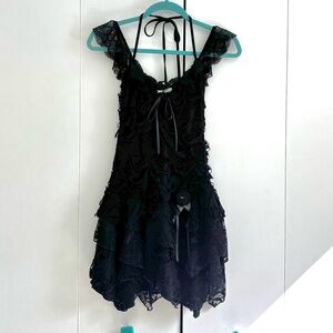 Dolls Kill Widow Gothic Gardens Mini Dress in Black Size XXS